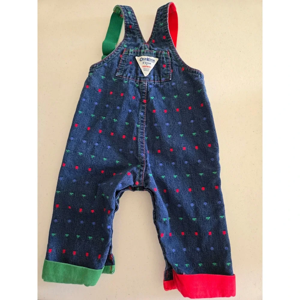 OshKosh B'gosh Baby Boys 3-6 Months Overalls Vintage 70s Vestbak USA Union Made